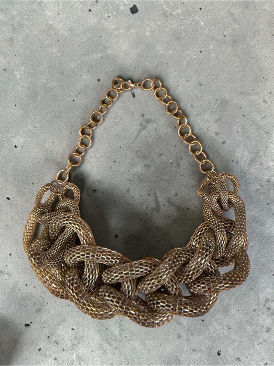 Jewelry - Gold Braided Statement Necklace - Women Jewelry
